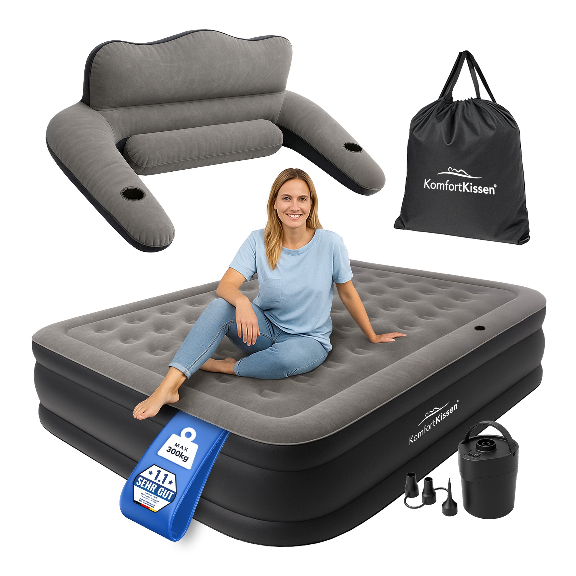 3-in-1-Premium-Luftmatratze Selbstaufblasend