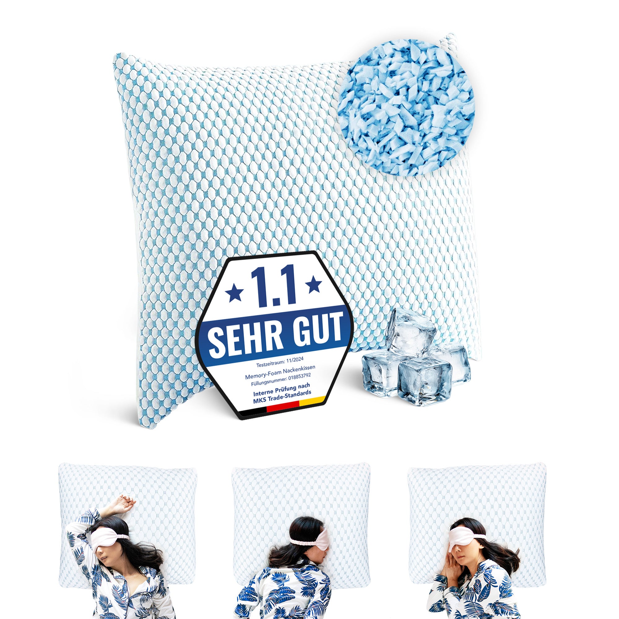 Wolkenkissen - Premium Memory Foam Kissen - Höhenverstellbares