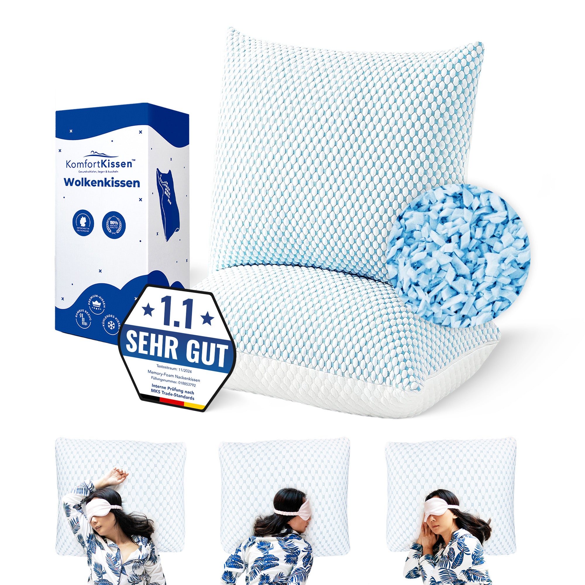 Wolkenkussen - Premium Memory Foam Kussen - Hoogte verstelbaar 