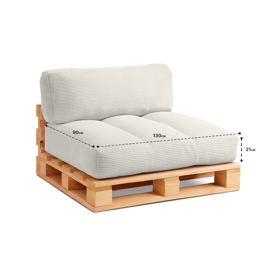 Ensemble de coussins pour palettes en velours côtelé – Coussins de dossier et d'assise pour palettes européennes 