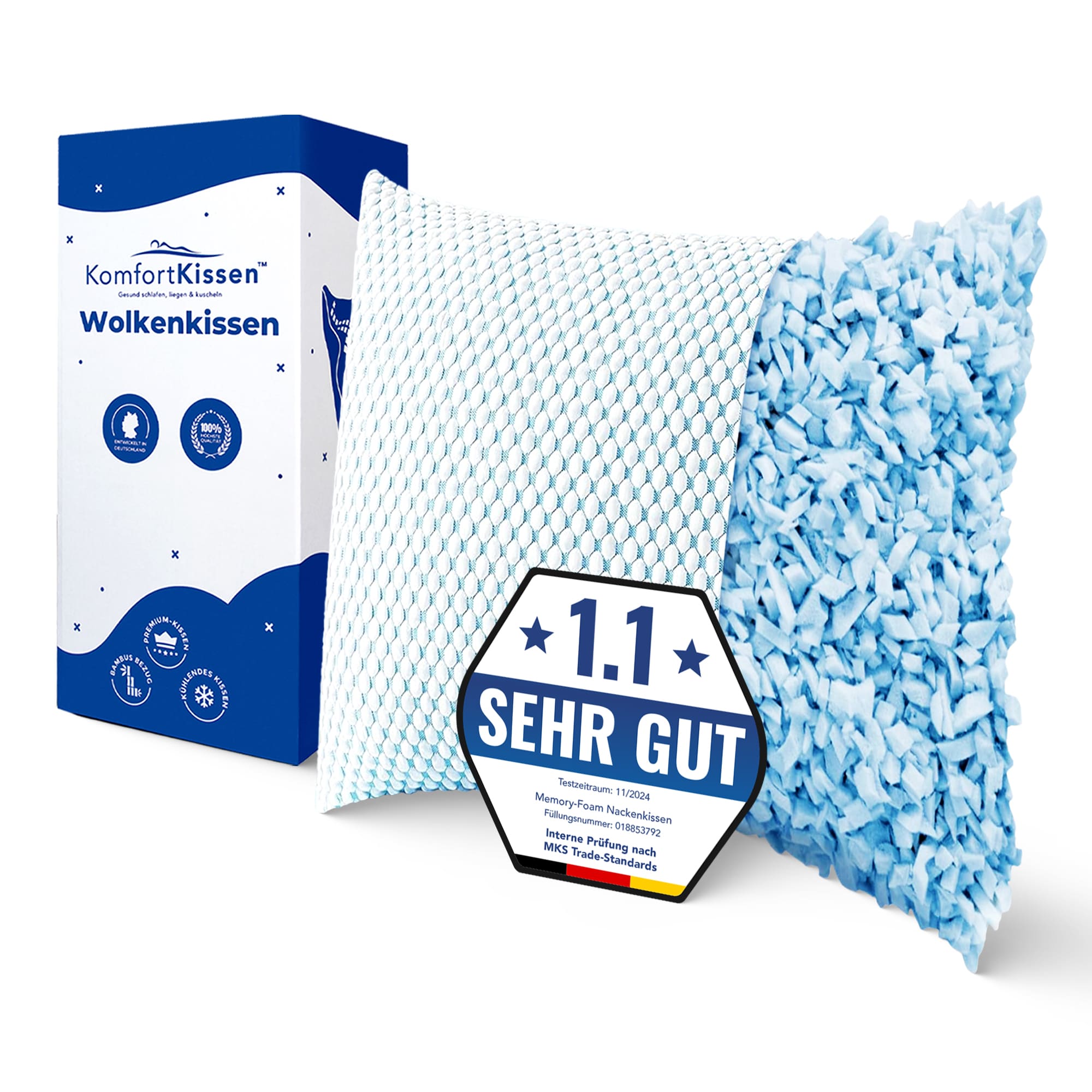 Wolkenkissen - Premium Memory Foam Kissen - Höhenverstellbares