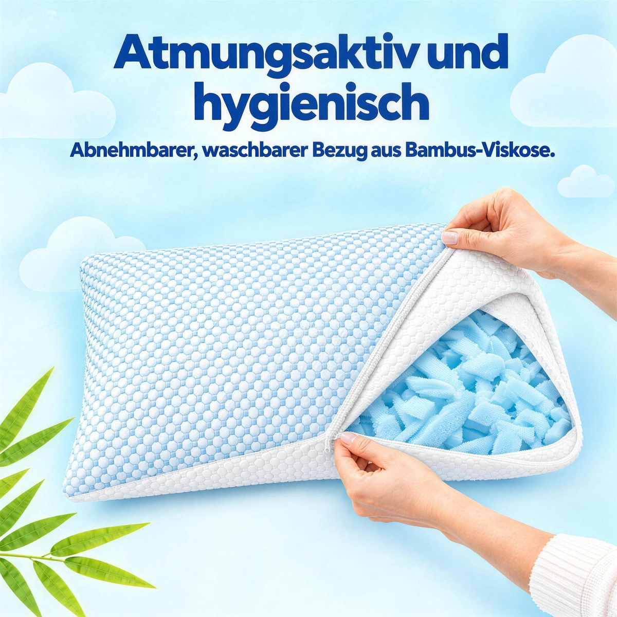 Atmungsaktiv und hygienisch – abnehmbarer, waschbarer Bezug aus Bambus-Viskose