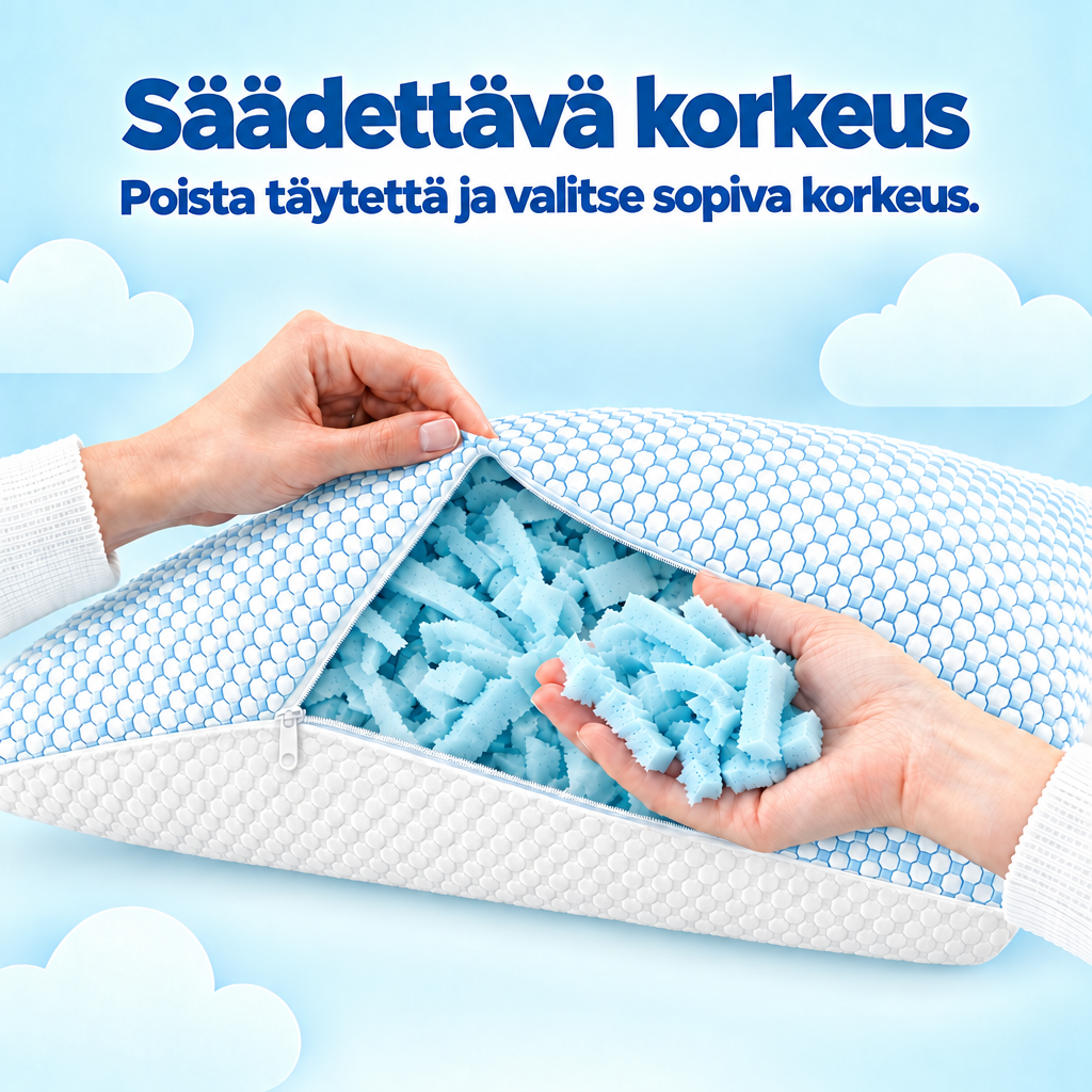 Säädettävä korkeus - poista täytettä ja valitse sopiva korkeus