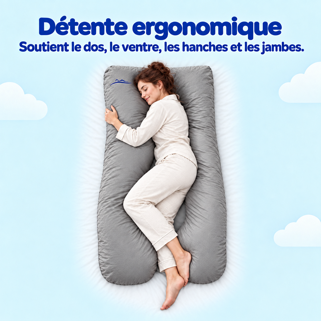 Détente ergonomique – soutient le dos, le ventre, les hanches et les jambes – Grau (Grey)