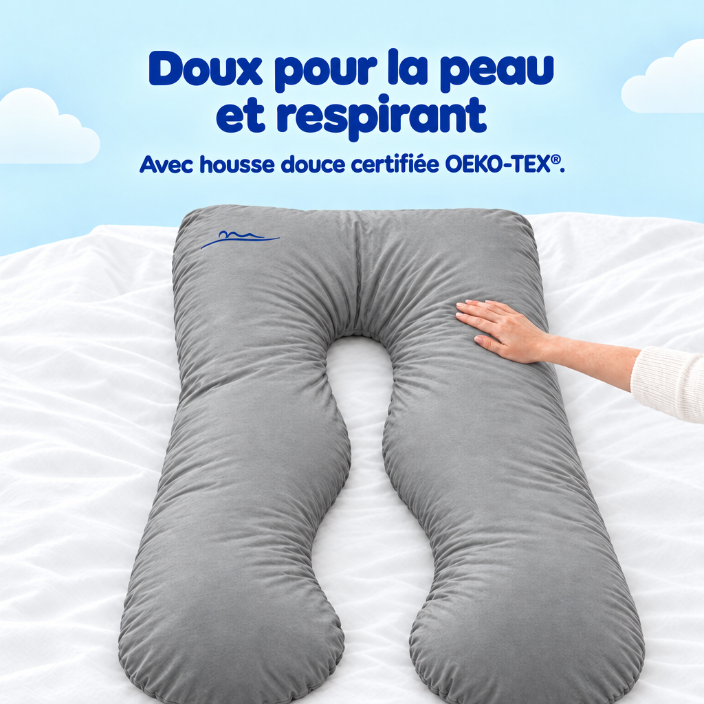 Doux pour la peau et respirant – avec housse douce certifiée OEKO-TEX – Grau (Grey)