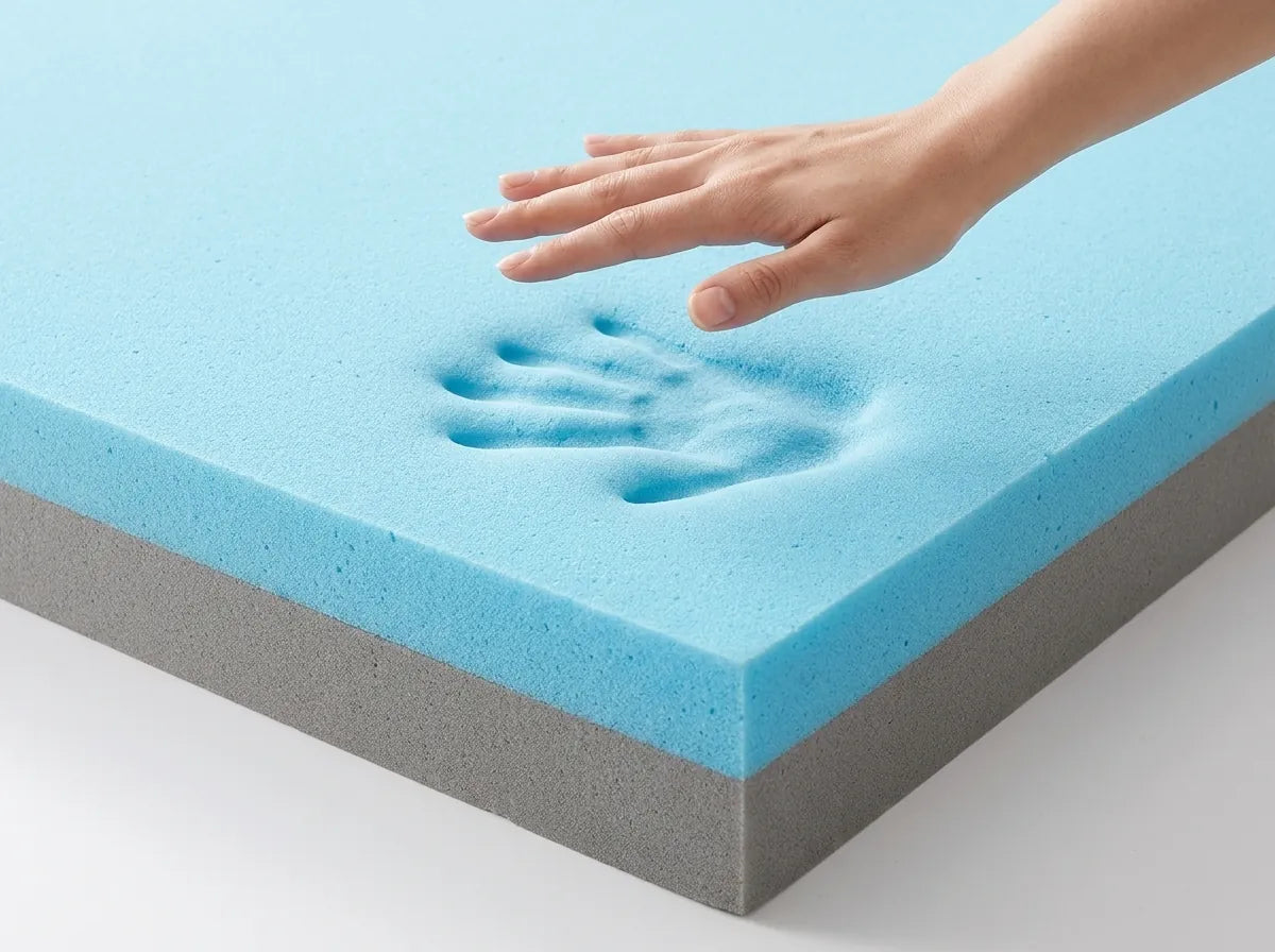 2-in-1 Komfort Topper – weiche Gel-Schaum-Seite mit Handabdruck