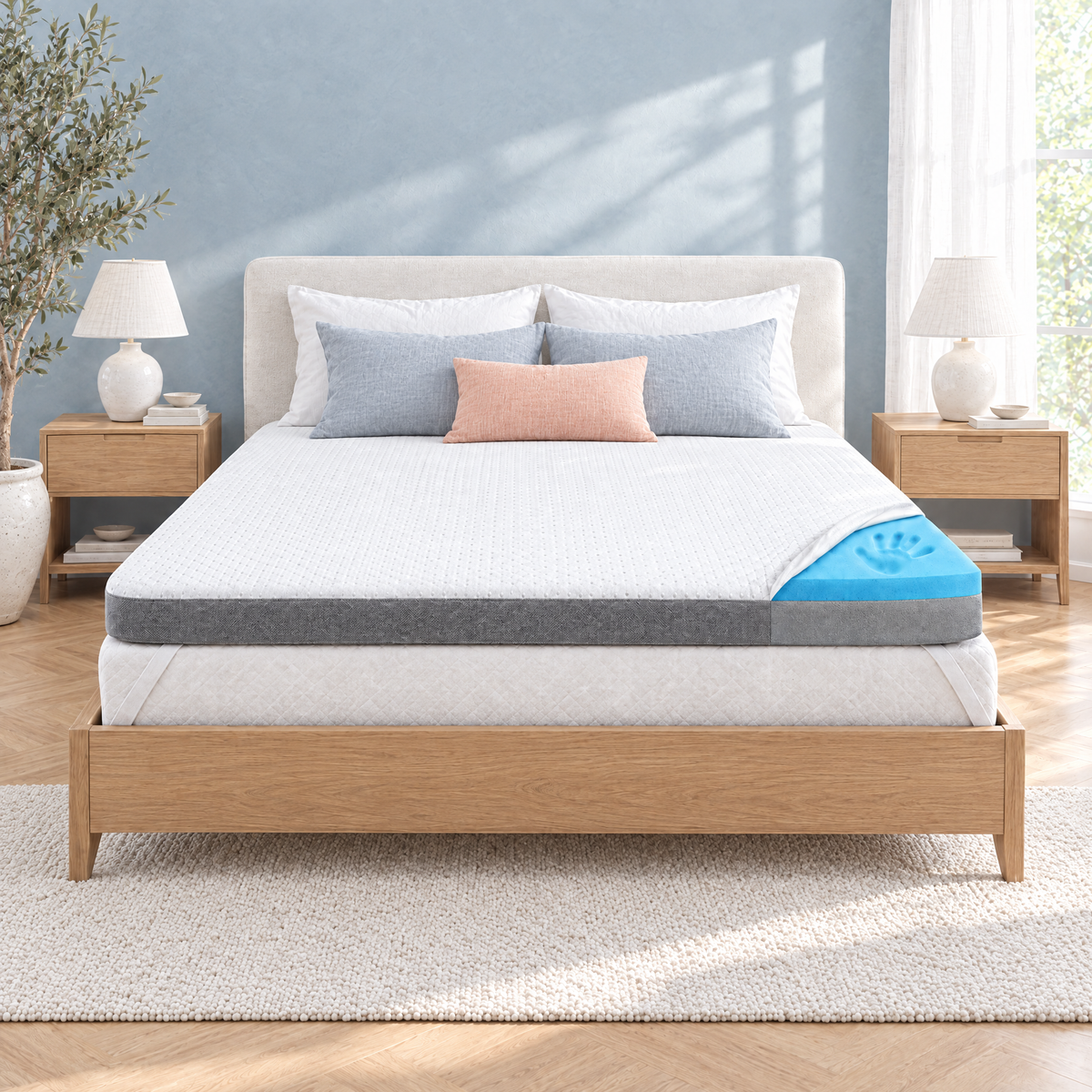 2-in-1 Komfort Topper – Querschnitt mit Gel-Schaum und Stützschaum