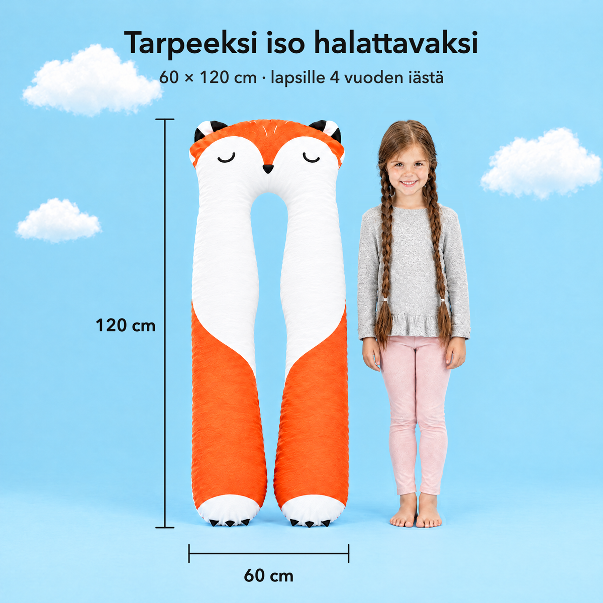 Fuchs – Koko 60 × 120 cm verrattuna lapseen
