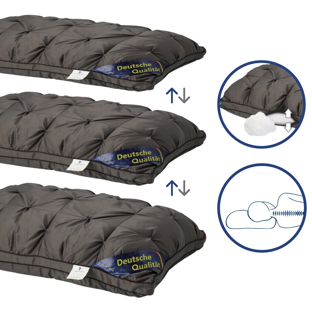 2er Set mit schwarzen Baumwoll Kopfkissen - KomfortKissen.de