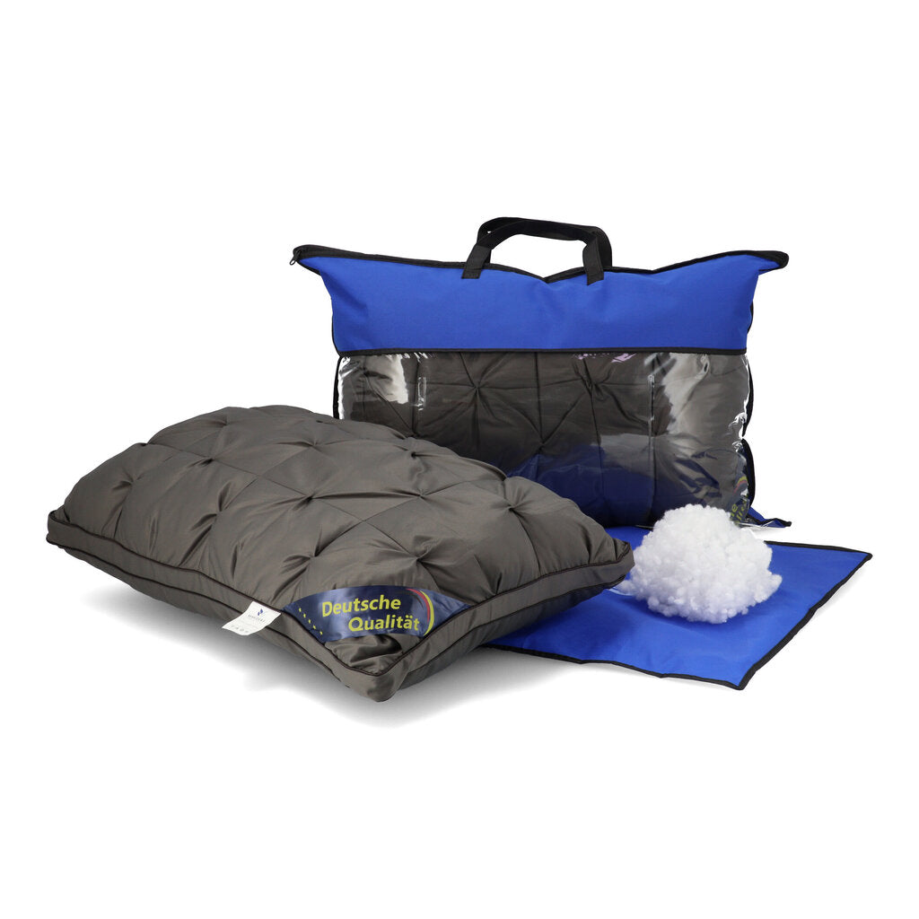 2er Set mit schwarzen Baumwoll Kopfkissen - KomfortKissen.de